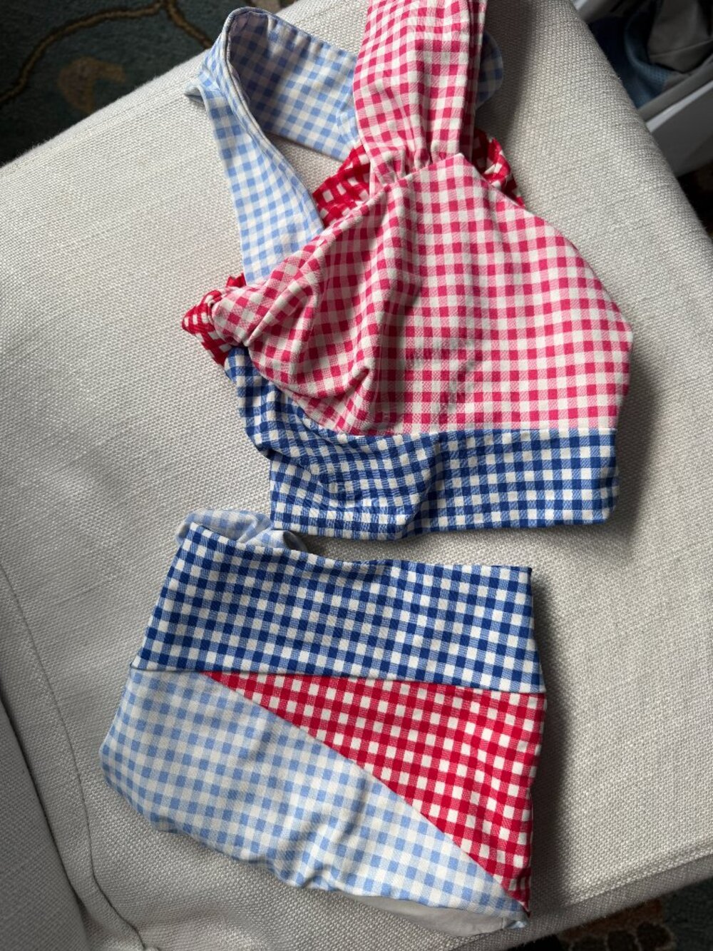 Marysia Swim Red and Blue Gingham Bikini Set